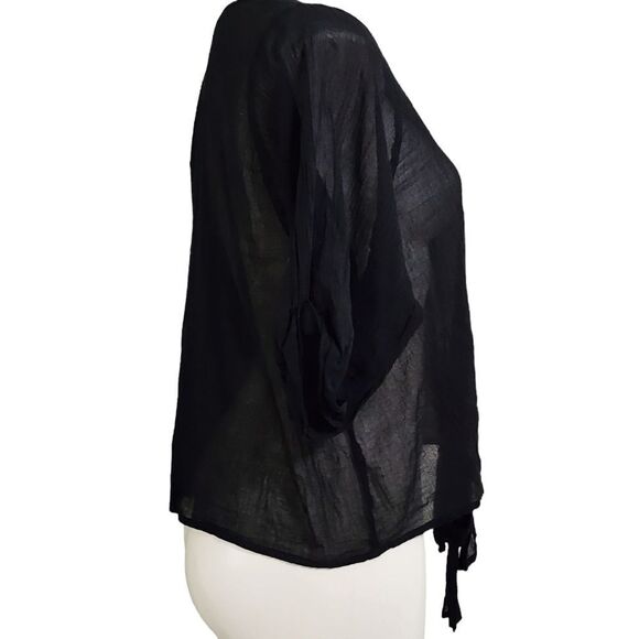 Express factory top black gauze 1/2 sleeve M witchy whimsigoth - Picture 3 of 4